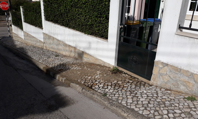 Reparação de calçada na rua das Camélias